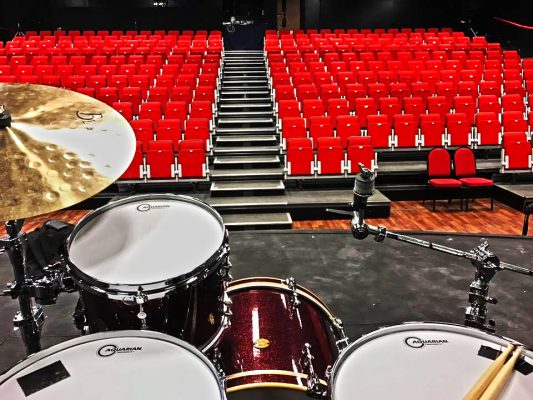 Theatre Castleford Phoenix Theatre drum set up