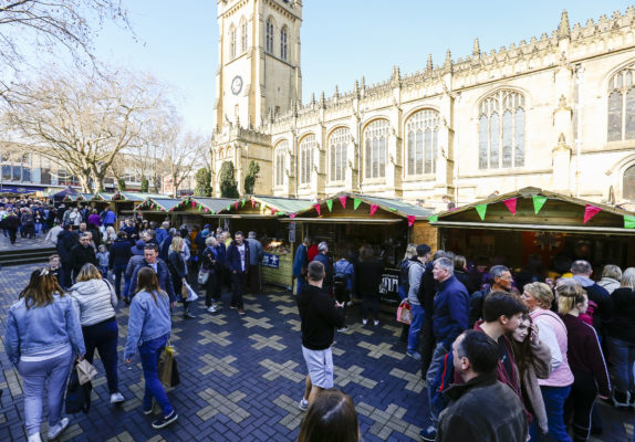 the food and drink market at the rhubarb festival