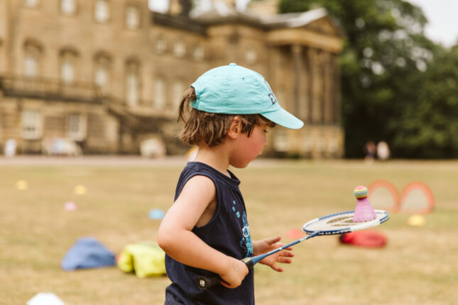 Children playing summer sports at Nostell Priory, Yorkshire